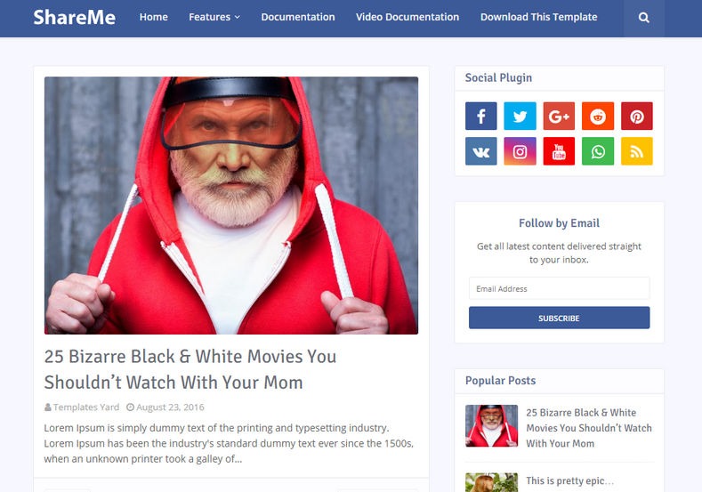 mẫu blogger template đơn giản
