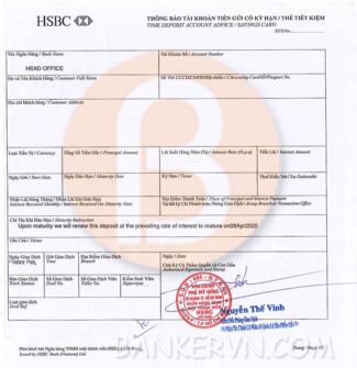 Chứng minh tài chính HSBC