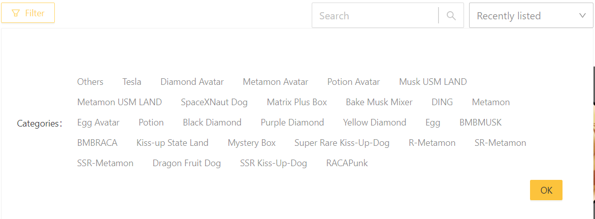 Các NFT đang bán trên chợ Radio Caca Market Place