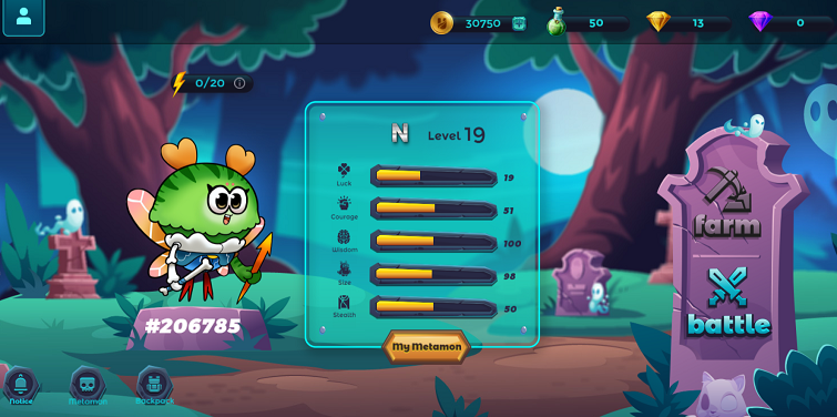 màn hình chính game metamon radio caca