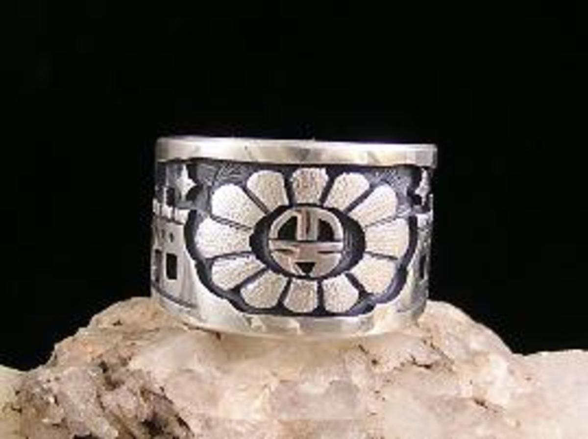 Nhẫn Hopi phủ bạc Sunface Night Scene Ring