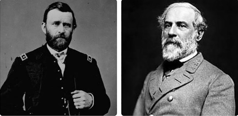 Tướng Ulysses Simpson Grant (trái) Tướng Robert Edward Lee (phải)
