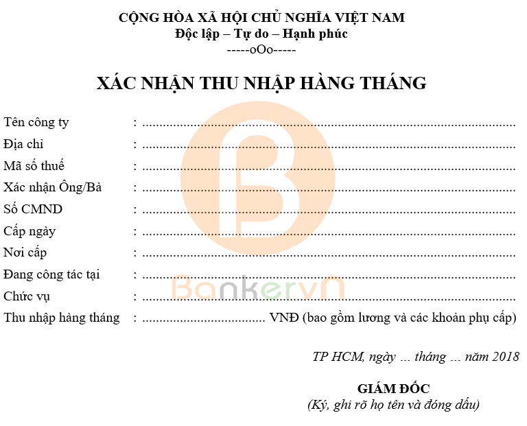 mẫu giấy xác nhận thu nhập cá nhân 02