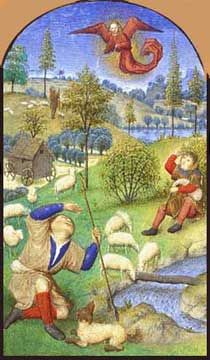 Tranh của họa sĩ người Pháp, Simon Marmion từ thế kỷ thứ 15 có vẽ một túp lều của người chăn cừu ở đằng xa. 