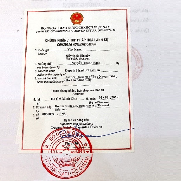 dịch vụ hợp thức hóa lãnh sự