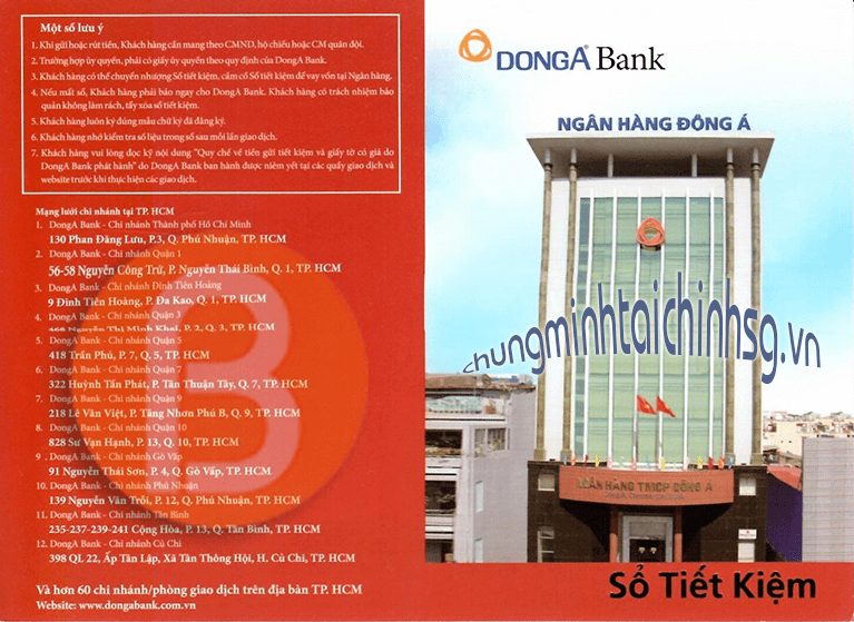 sổ tiết kiệm ngân hàng đông á