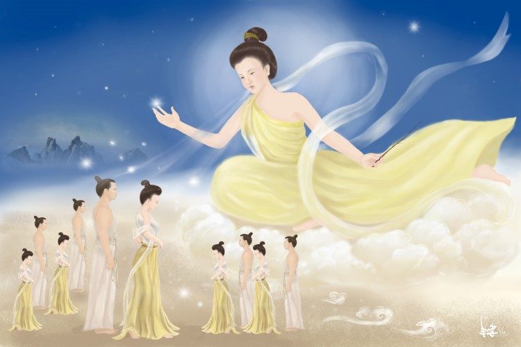 Nữ Oa tạo ra con người.