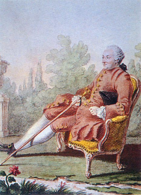 Paul-Henri Thiry, Nam tước d’Holbach của Louis Carmontelle. Màu hồng được coi là màu sắc mạnh mẽ và nam tính.