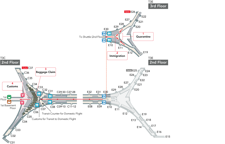Sơ đồ ga đến sân bay quốc tế thủ đô Bắc Kinh - Vé máy bay đi Trung Quốc - Visana