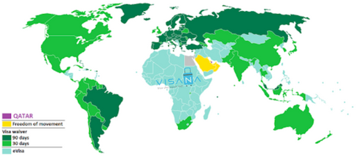 bản đồ xin thị thực qatar visana
