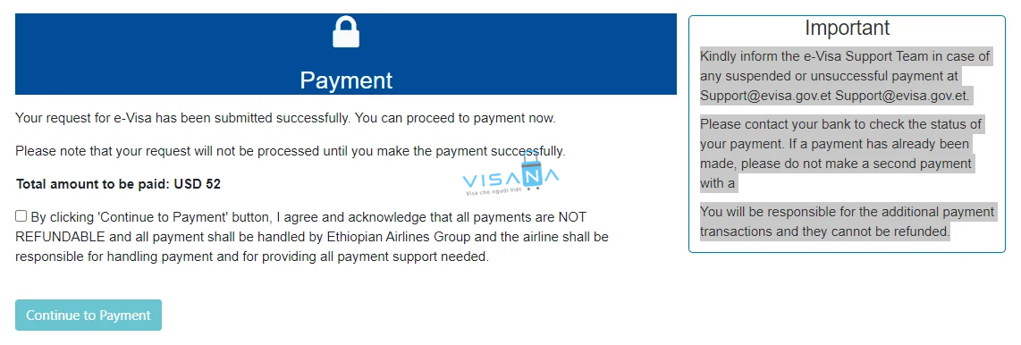  thanh toán evisa ethiopia visana