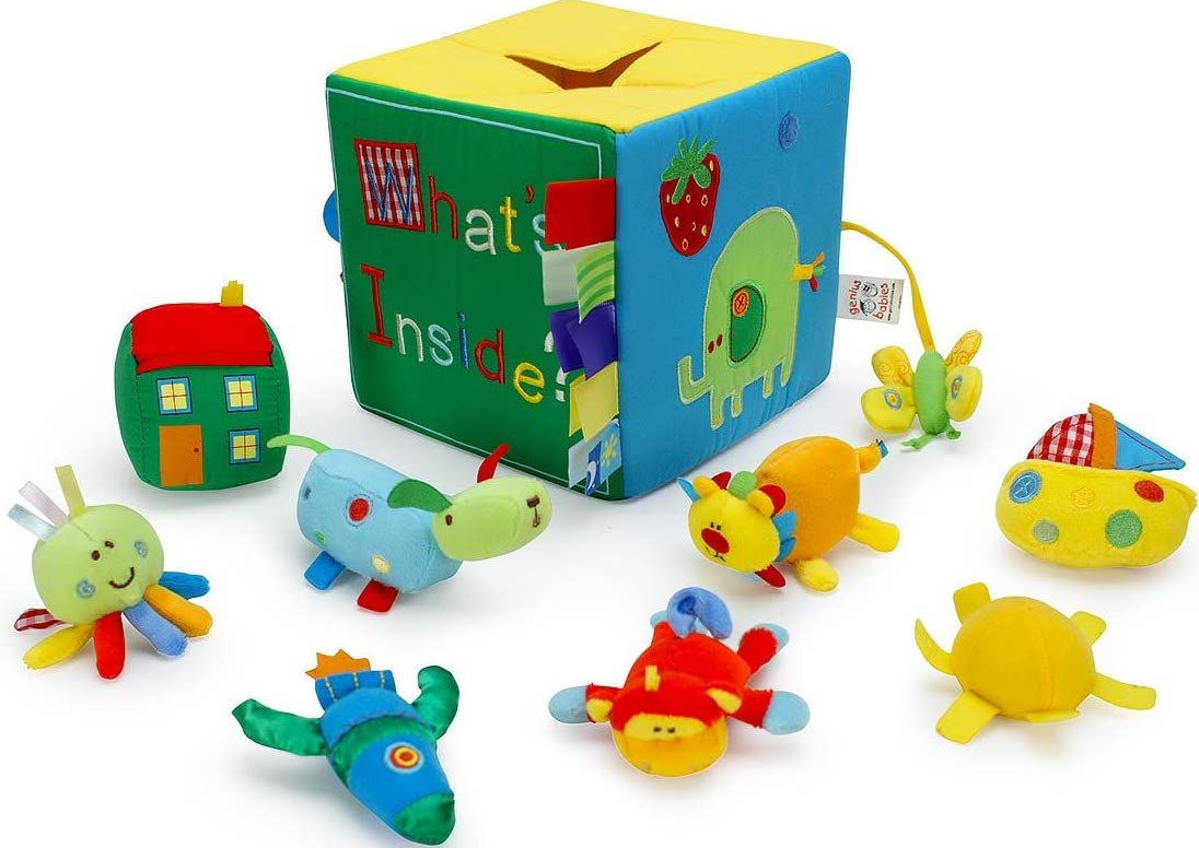 Hộp vải mềm với các loại đồ chơi khác nhau có thể kéo ra để học 