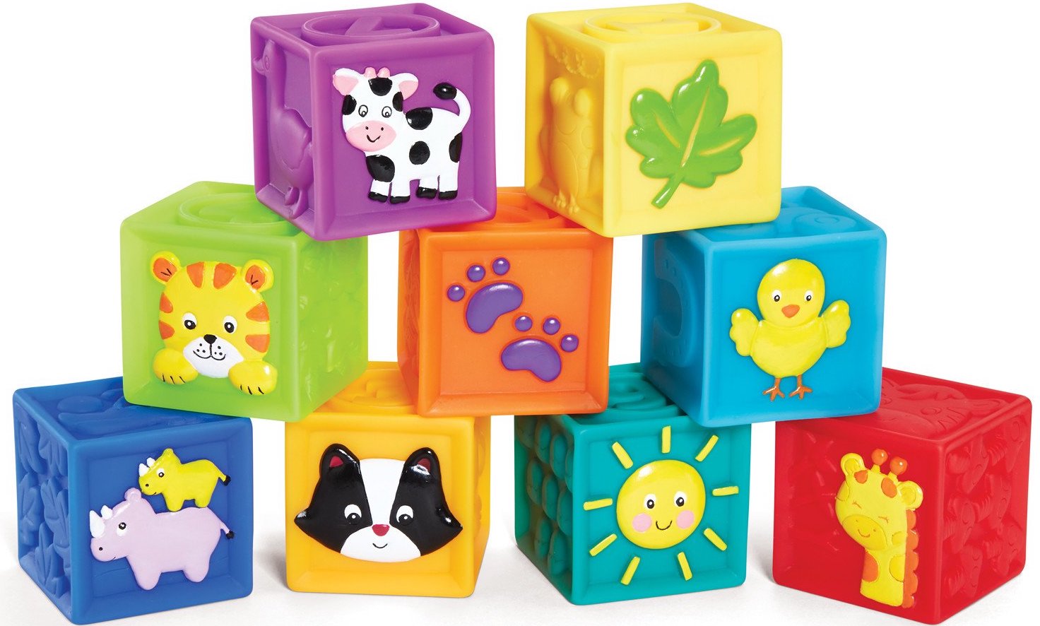 Khối đầy màu sắc với hình ảnh khác nhau trên mỗi 