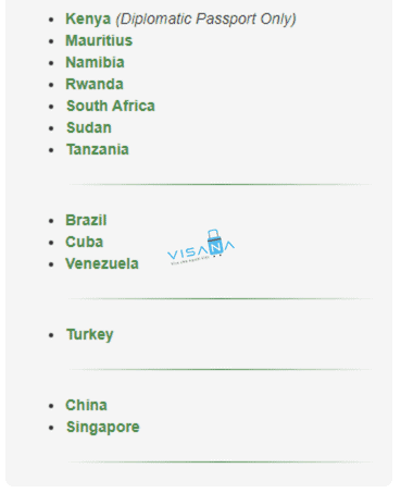 Đối tượng miễn thị thực Nigeria visana