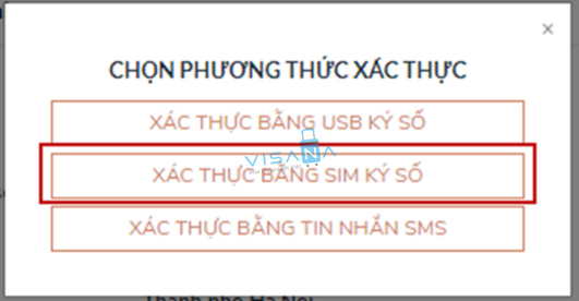 Thêm phương thức xác thực bằng Sim ký số visana