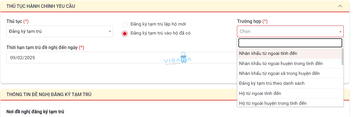 thủ tục hành chính đăng ký tạm trú online visana