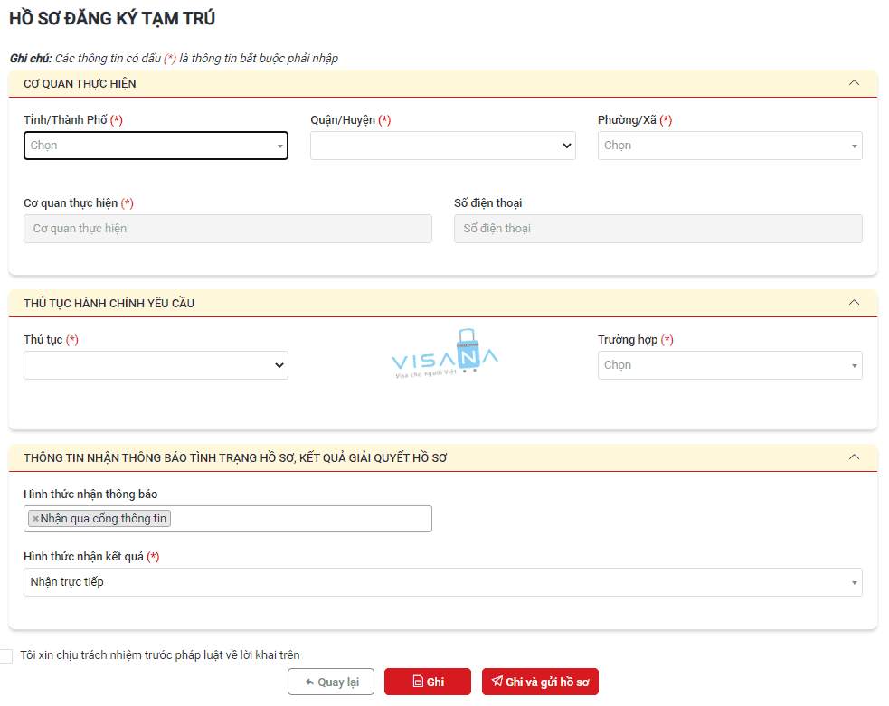 hồ sơ đăng ký tạm trú online visana