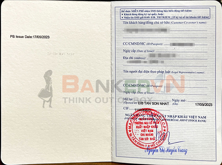 Mẫu Sổ tiết kiệm EximBank